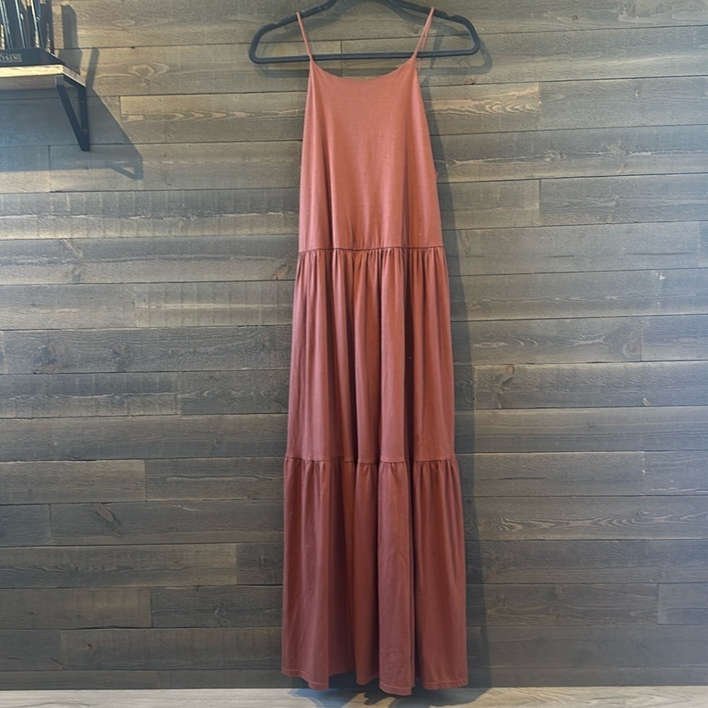 Keren hart Boho tiered maxi dress with adjustable spaghetti straps size medium